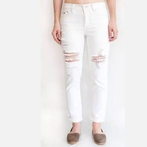 Res denim distressed pants white